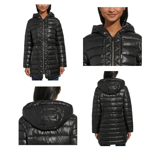 Kenneth Cole M/L Quilted Anorak Puffer Jacket • Black • NWT - Picture 2 of 14
